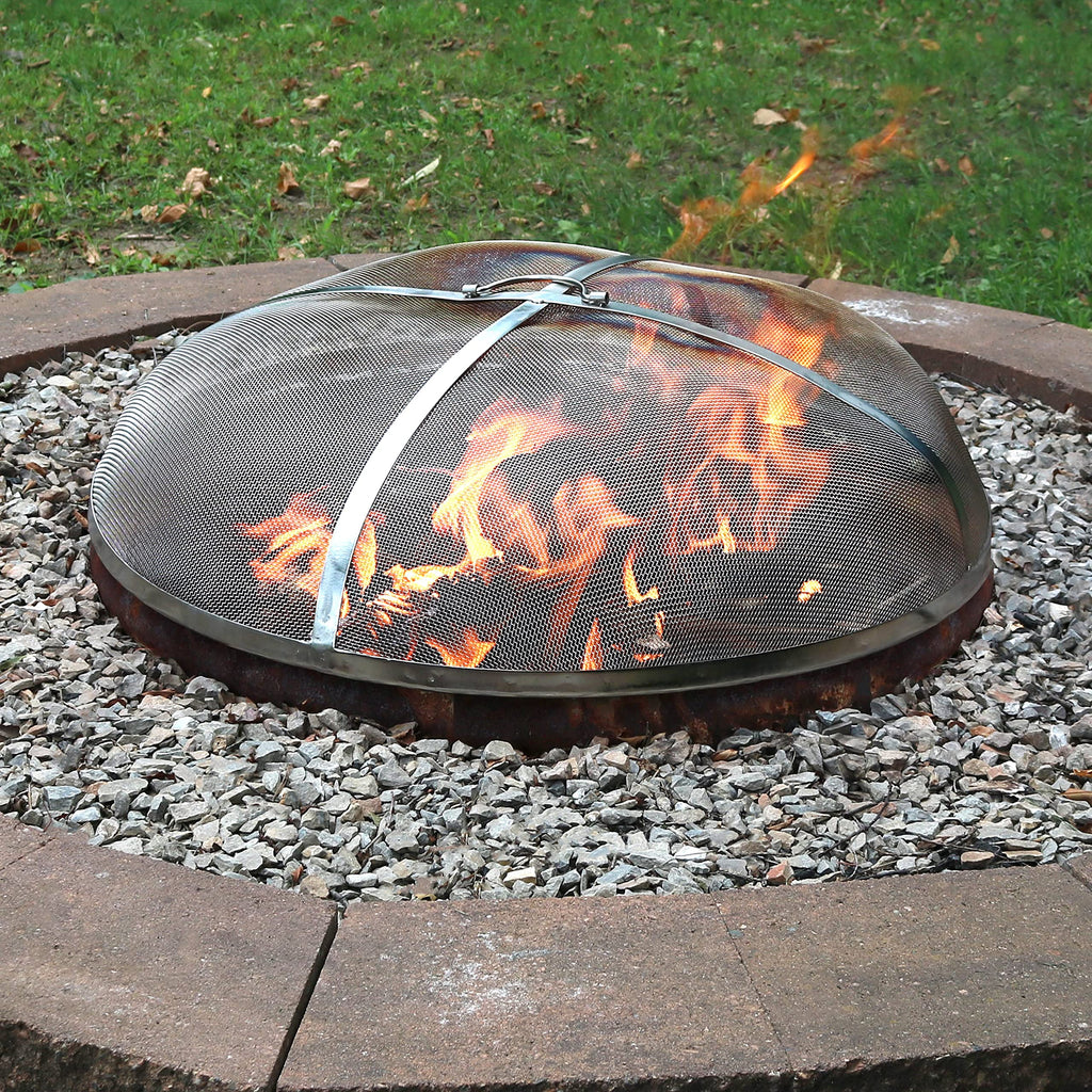 Stainless Steel Fire Pit Spark Screen Cover, Heavy Duty, 30-Inch