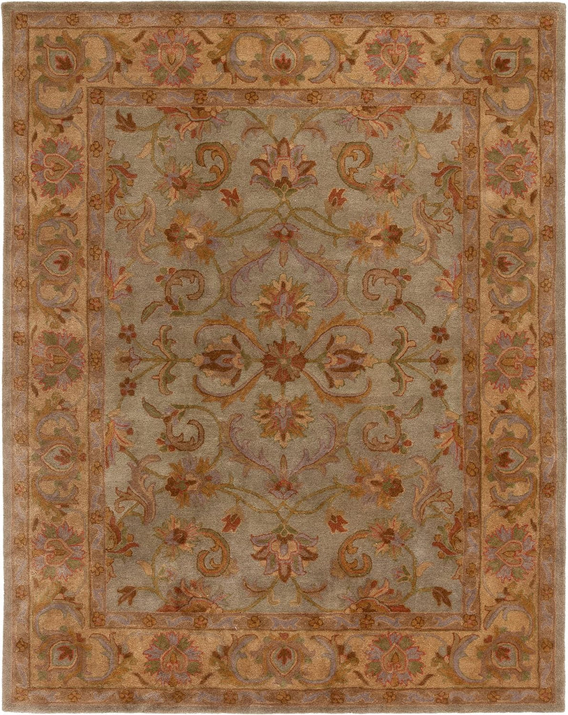 Heritage Area Rug - 9' x 12', Green & Gold, Handmade Traditional Oriental Wool