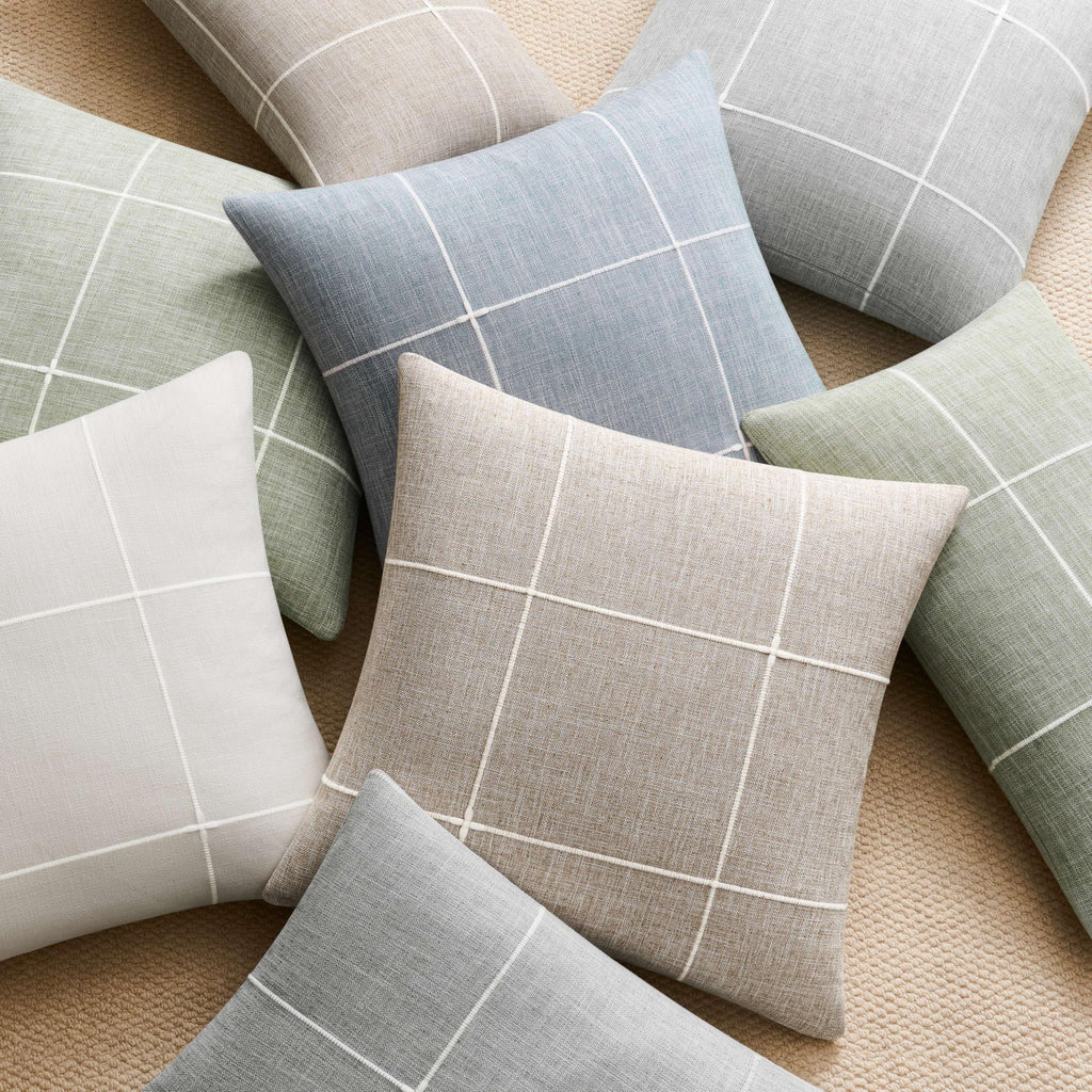 2 Packs Grid Embroidery Lumbar Pillow Covers 12x20in Off White