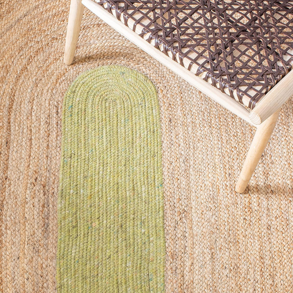 Braided Oval Rug, Wool Green & Brown BRD910Y