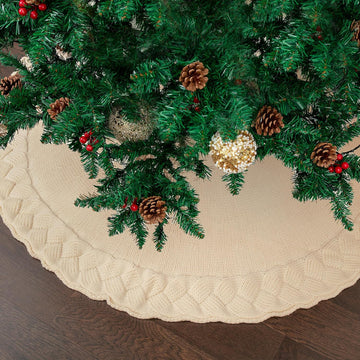 Christmas Tree Skirt - 48 Inch Knitted Xmas Tree Skirt