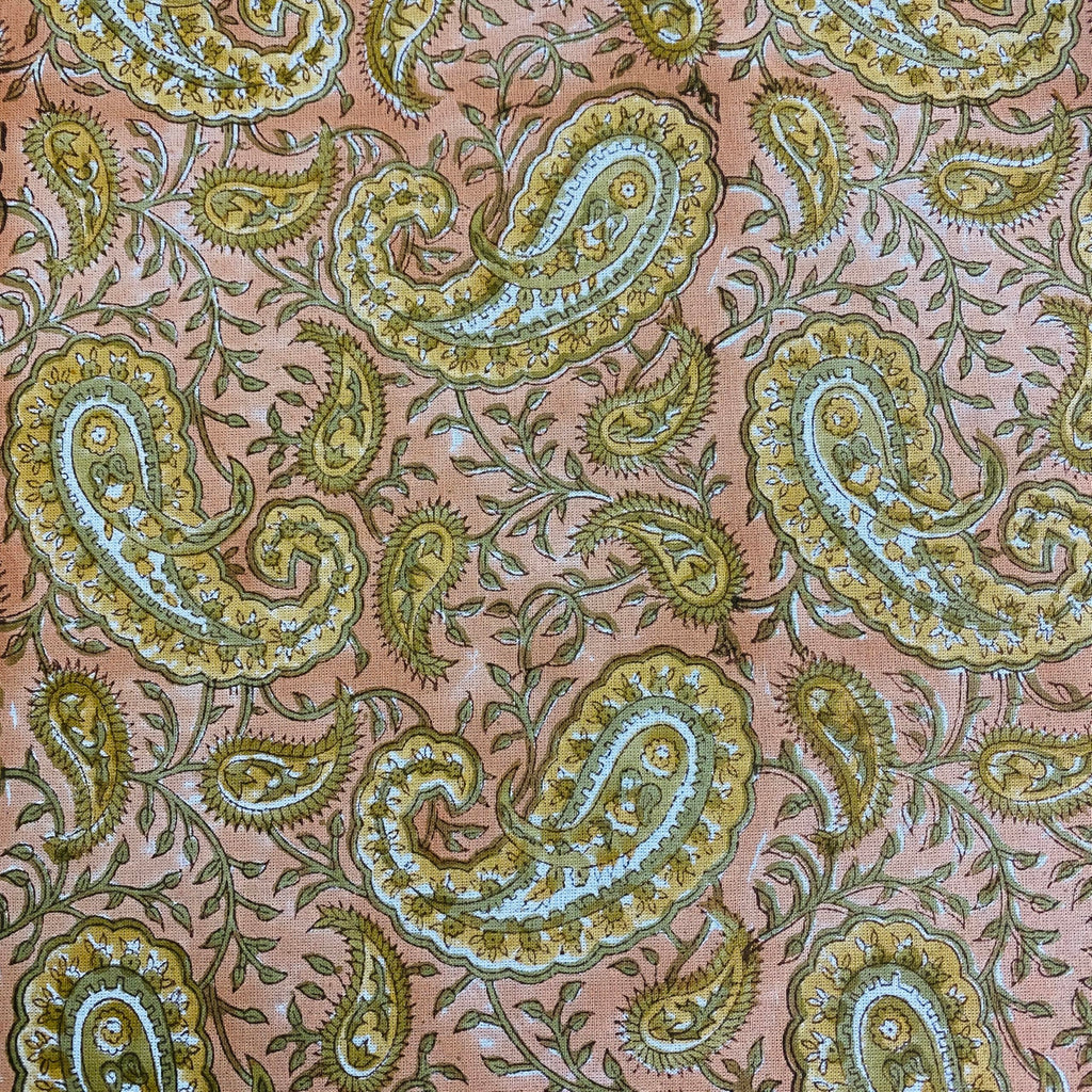 Romantic Reverie Hand Block Print Rectangle Tablecloth 190x72 Inch