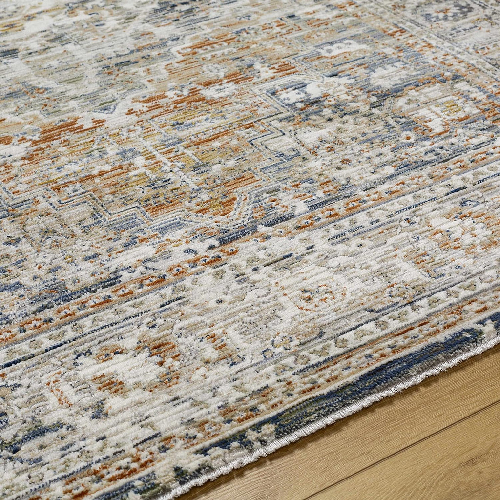 Ivory Medallion Traditional Area Rug Natural Gray Kazou Living Room Bedroom Dining Room Home Office Apartment