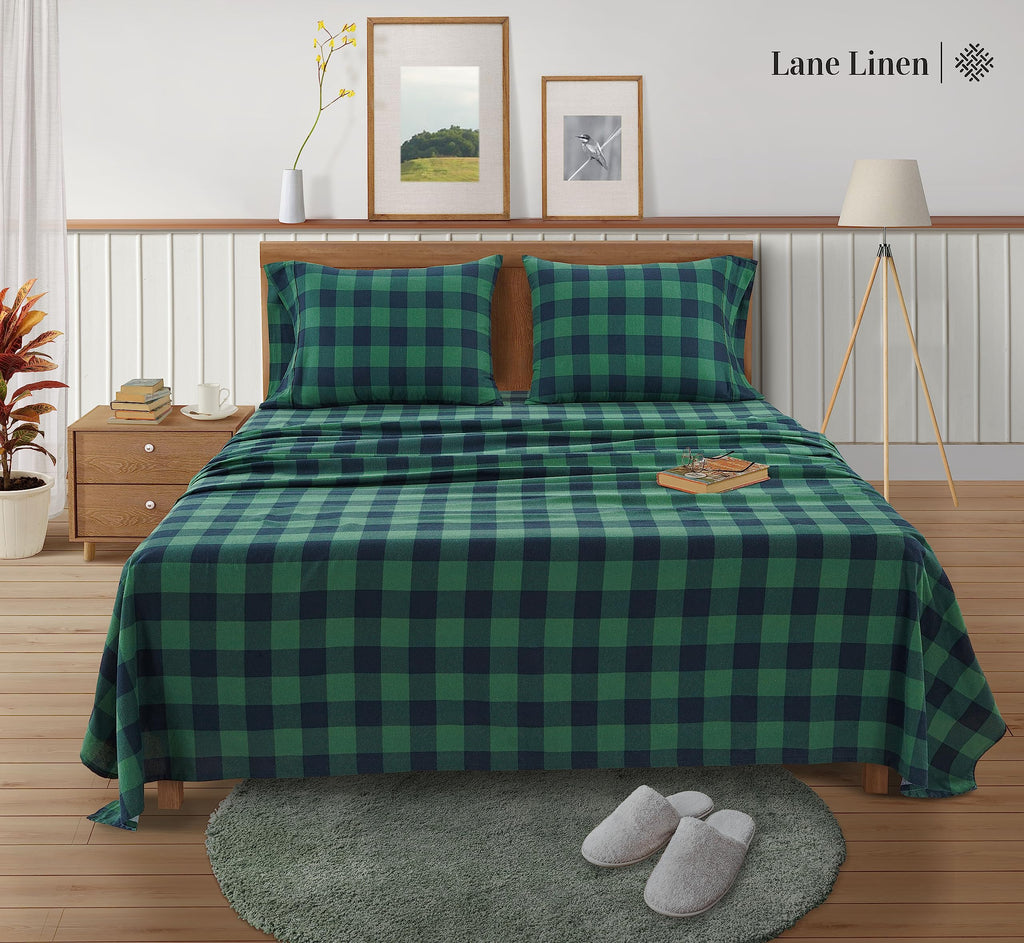 Cotton Flannel Sheets Set - Brushed for Extra Softness - Cotton Flannel Sheets Set - Warm