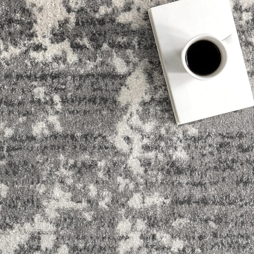 Deedra Grey Abstract Power Loomed Area Rug, Oval 7' x 9'