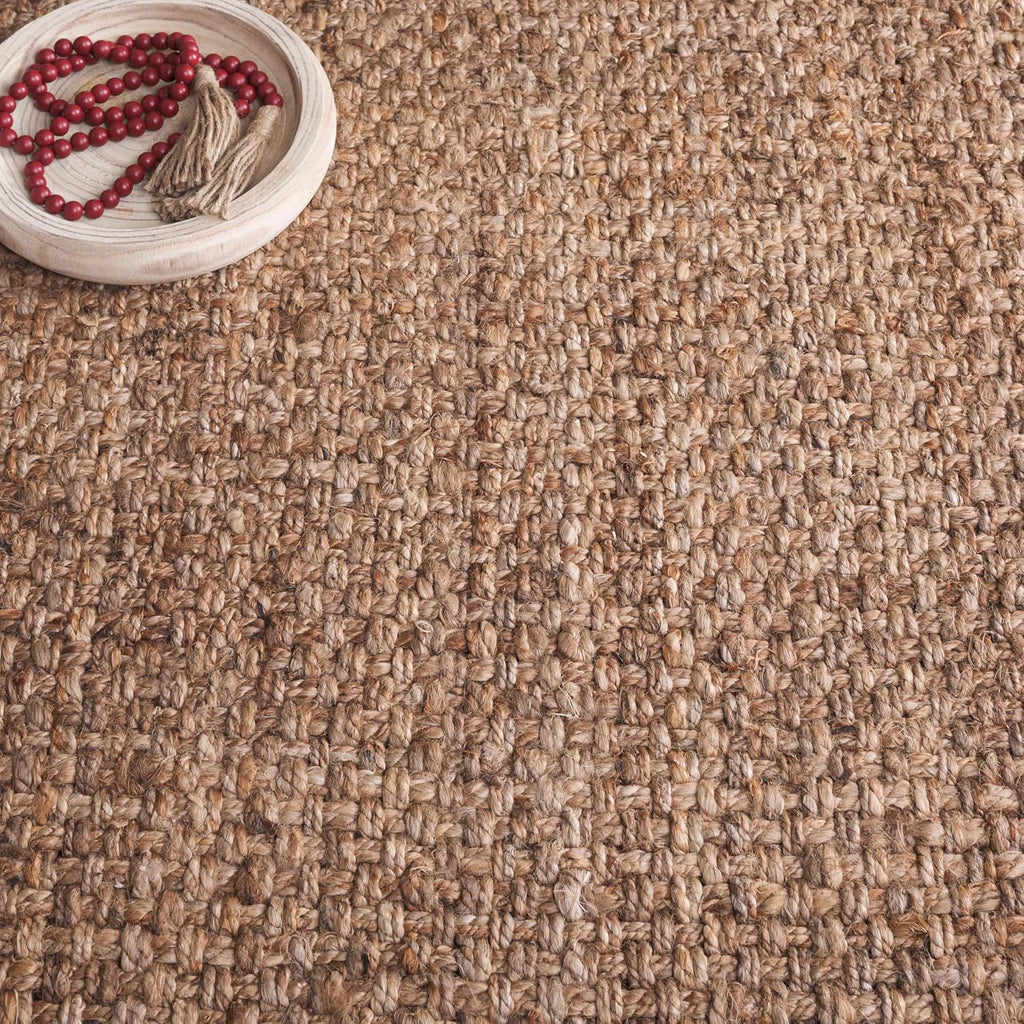 Area Rug - Natural Fiber Collection - Large - Natural, Handmade Jute, Tassel Design, Ideal, Dining Space