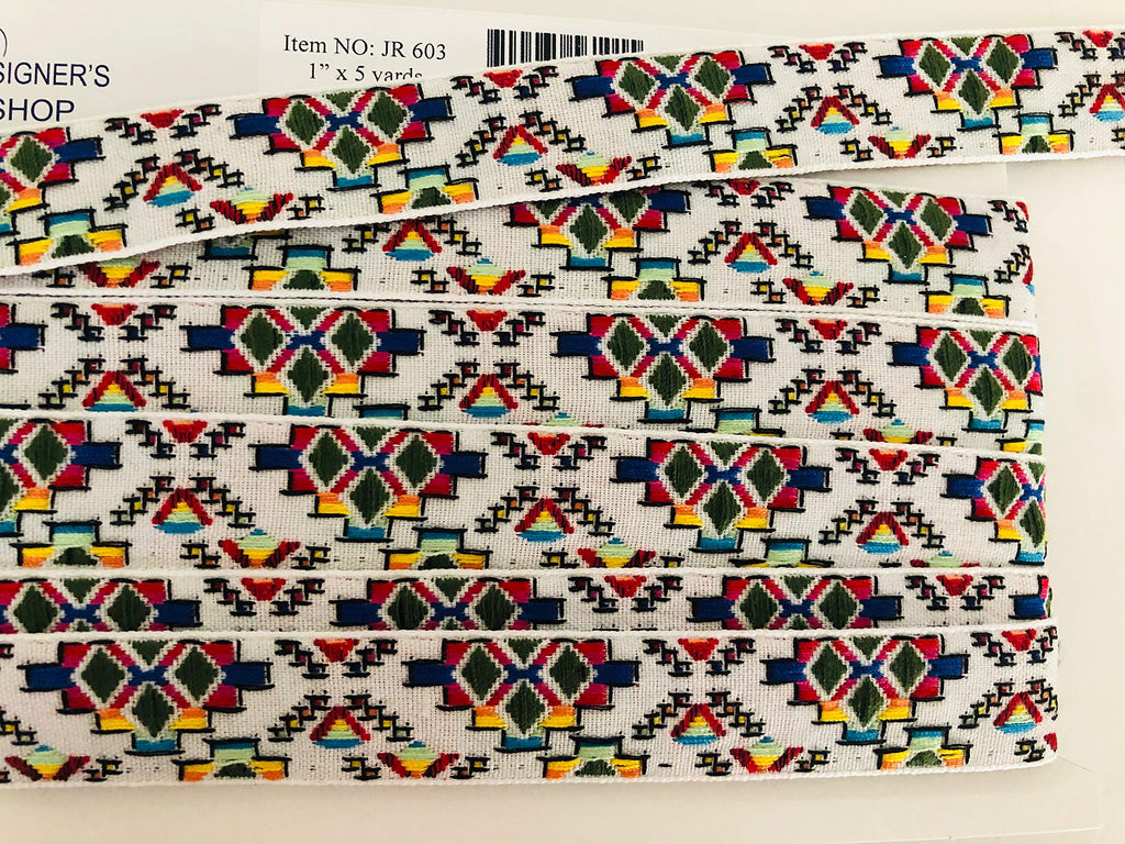 Woven Ethnic Multi, JR 603, Width : 1" (25mm)- 5 Yards