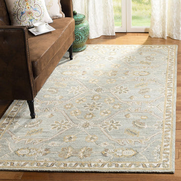 Blossom 8' x 10' Slate / Beige Handmade Premium Wool Area Rug
