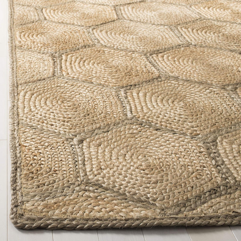 Natural Fiber Area Rug - 10' x 14', Natural & Grey, Handmade Honeycomb Woven Jute