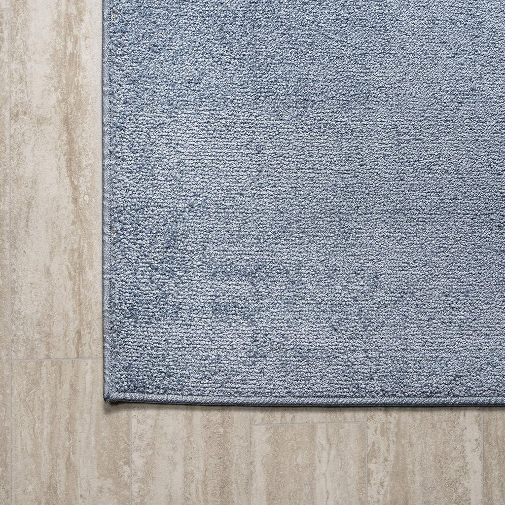 Haze Solid Low-Pile Classic Blue Area Rug 12x15, Coastal,Bohemian,Minimalist,Classic, Easy-Cleaning