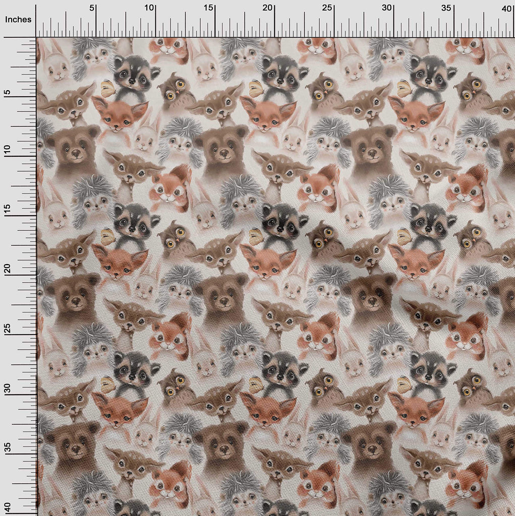 Cotton Poplin Twill Brown Fabric Animals Watercolor Sewing Fabric By The Yard Printed DIY Clothing Sewing Supplies 56