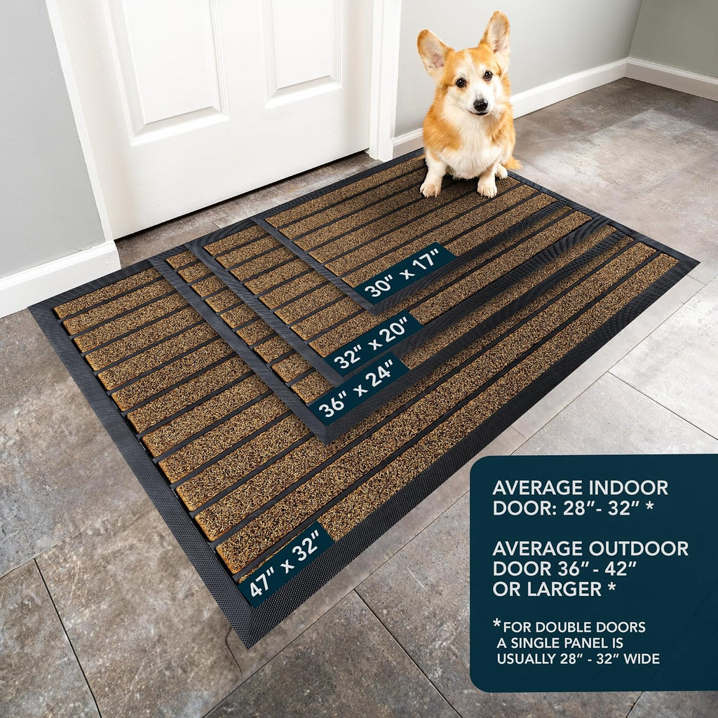 Extra Door Mat Outside Entrance (36" x 24", Bright Brown) | Dirt Trapping, Non-Slip Backing, Indoor or Outdoor Use