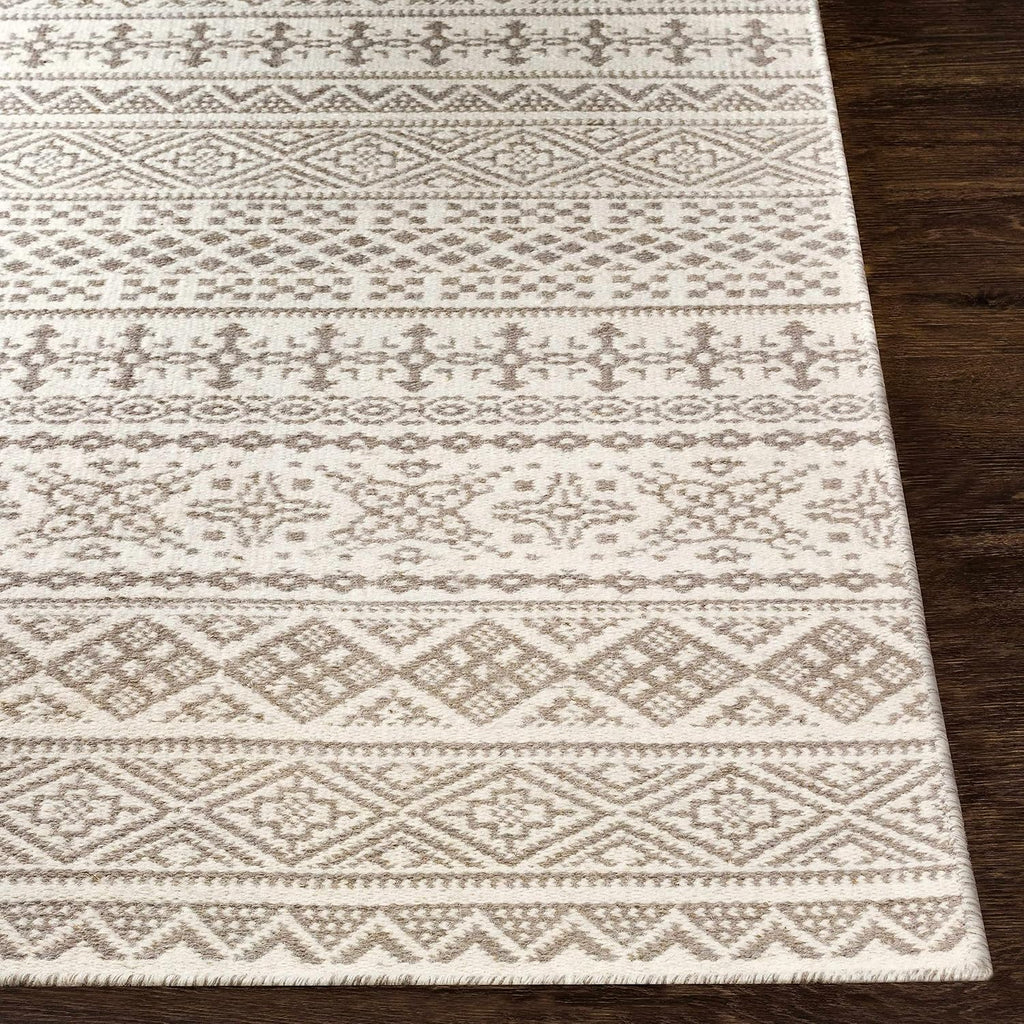 Orange Wool Hallway, Kitchen Runner Rug - Geometric Diamond Striped Border Medallion - Bohemian Transitional Tribal
