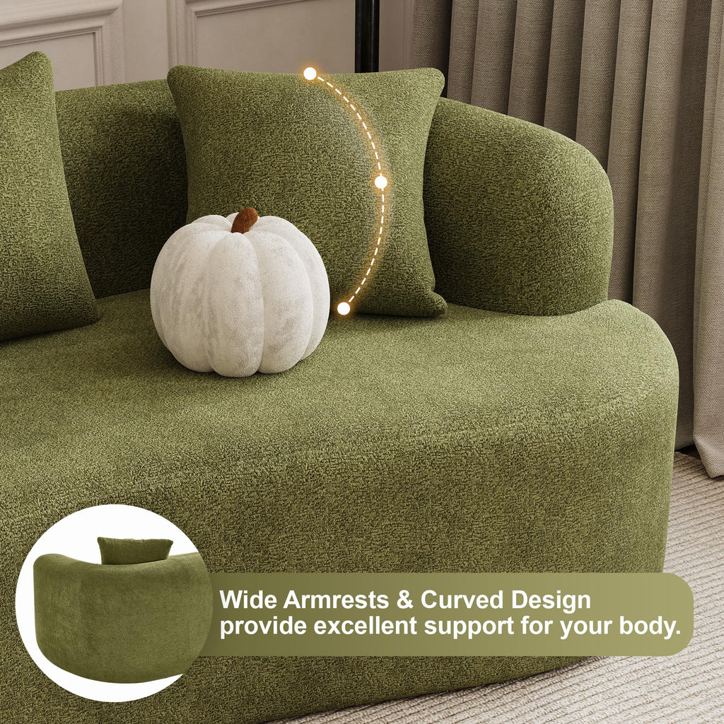 107" Modern Curved Sofas, Green