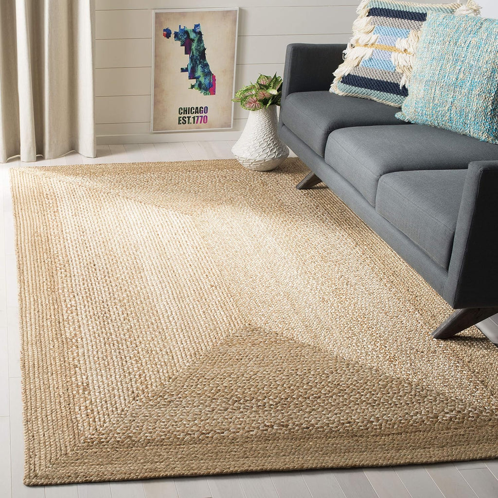 Natural Fiber Area Rug - 9' x 12', Natural & Ivory, Handmade Farmhouse Boho Coastal Rustic Jute