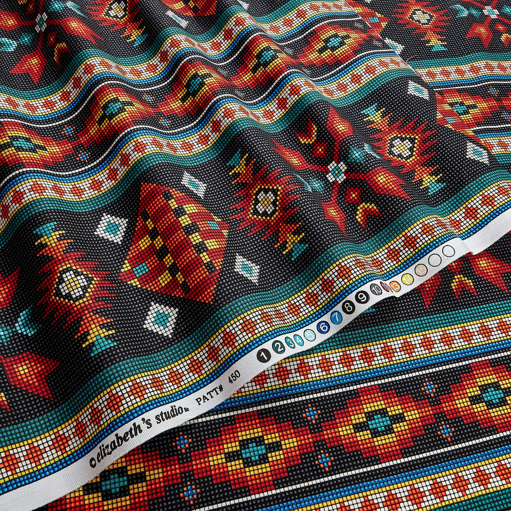 Tucson Beaded Stripe Black, Fabric by the Yard