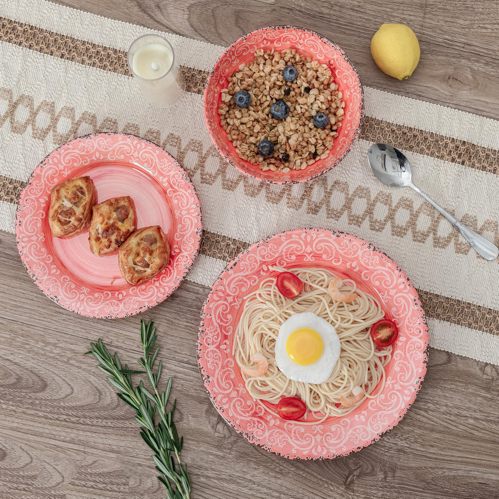 Farmhouse Rustic Melamine Dinnerware Set, 12 piece Service for 4