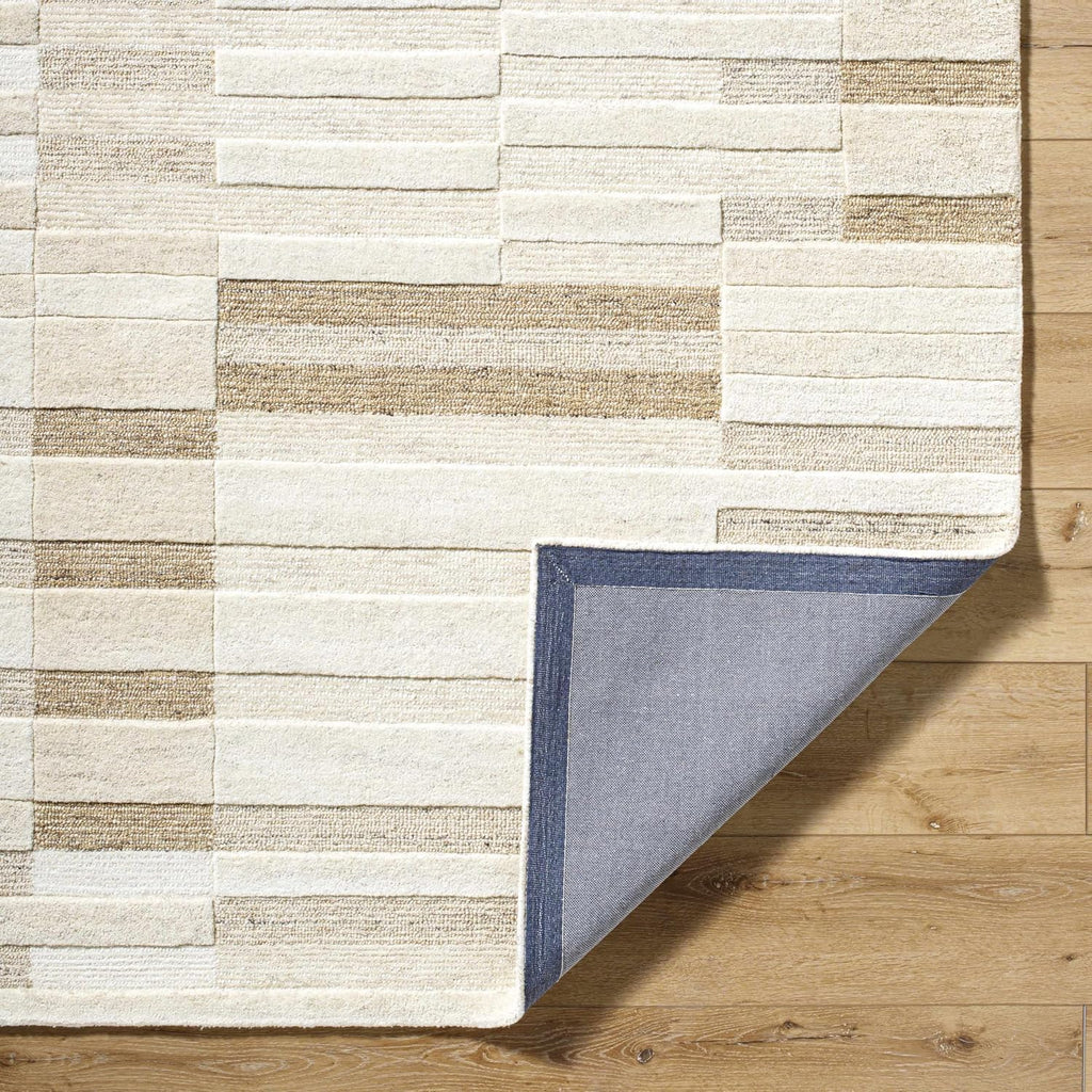 Tavia Wool Area Rug - Striped Broken Geometric Abstract Patchwork - Contemporary Modern Minimalist Transitional