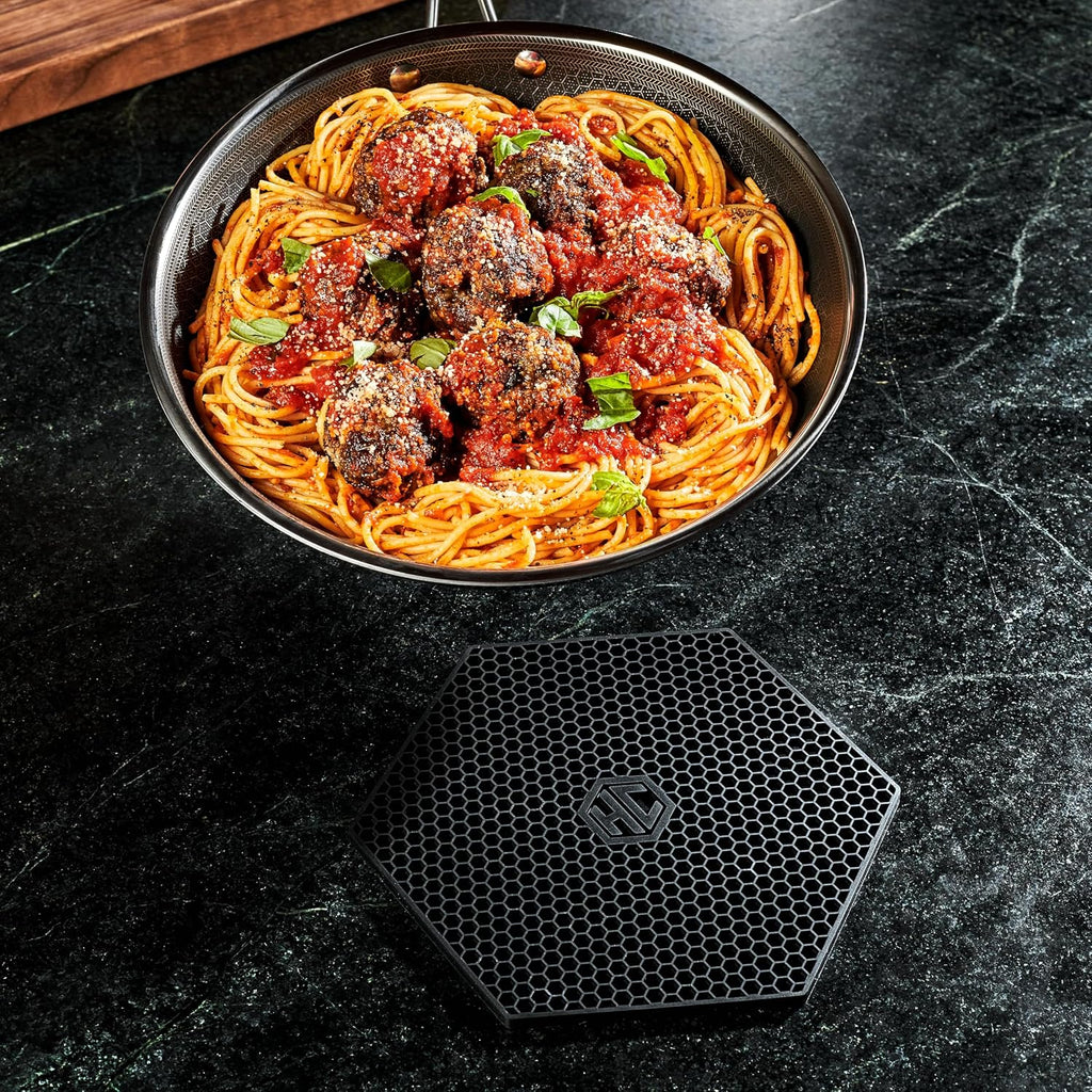 Black Hexagonal Silicone Trivets Nonslip Hot Pads - Set of 2