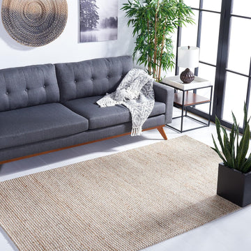 Natural Fiber Collection Area Rug - 8' Square, Natural & Beige, Handmade Farmhouse Jute & Wool, Ideal for High