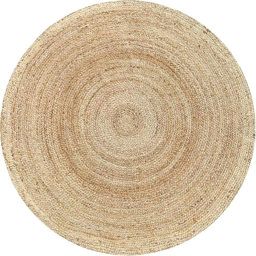 Jute Braided Round Rug, Natural, 6 ft | 100% natural jute, hand woven, reversible, boho farmhouse style