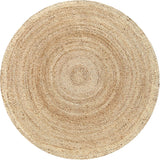 Hand Woven Jute Braided Rug, 6’ Round - Natural, Reversible Boho Entry Area Rugs for Kitchen, Living