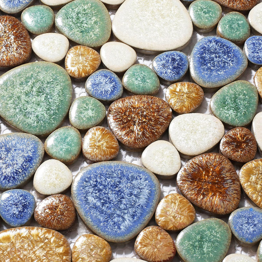 Matte Pebble for Shower Floor Mosaic Tile Wall Backsplash Floor Non Slip [5 Sheets]