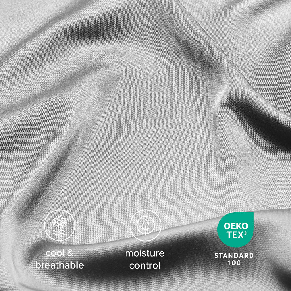 100% Rayon Made from Bamboo Pillowcase Set (Body, Light Grey)