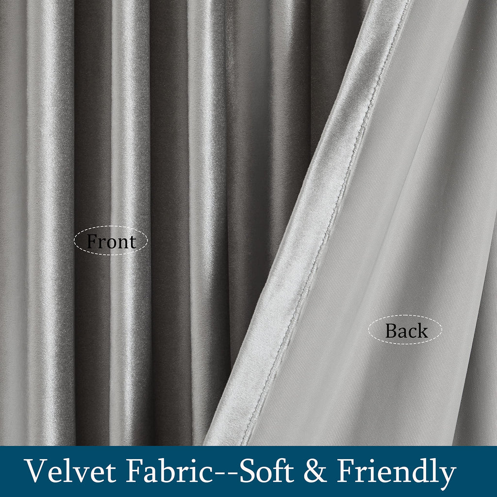 Silver Grey Curtains 108 inch, 2 Panels Drapes Blackout Rod Pocket Back Tab Window Treatment Room Darkening Thick