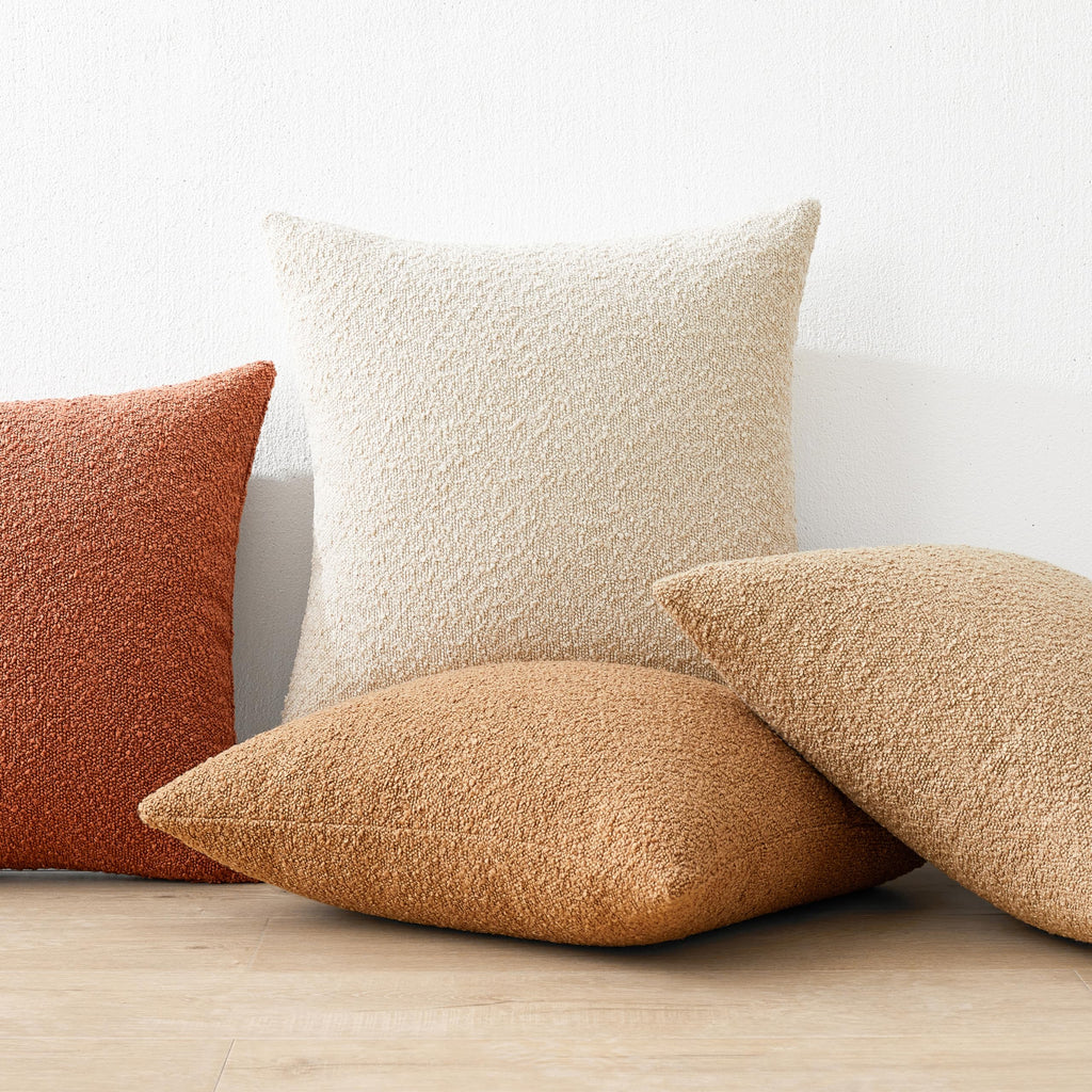 Decorative Boucle Throw Pillow Covers, Rust, 12 x 20 Inches, Pack of 2 - Textured Boho Pillow Covers for Couch and Bed