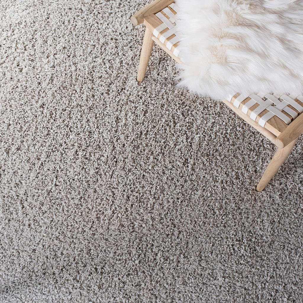 Venus Shag Collection Area Rug - 5'3" x 7'6", Light Grey, Solid Design, Non-Shedding & Easy Care, 1.8-inch Thick