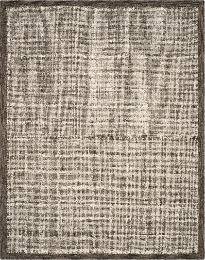 Abstract Area Rug - 9' x 12', Brown & Ivory, Handmade Wool