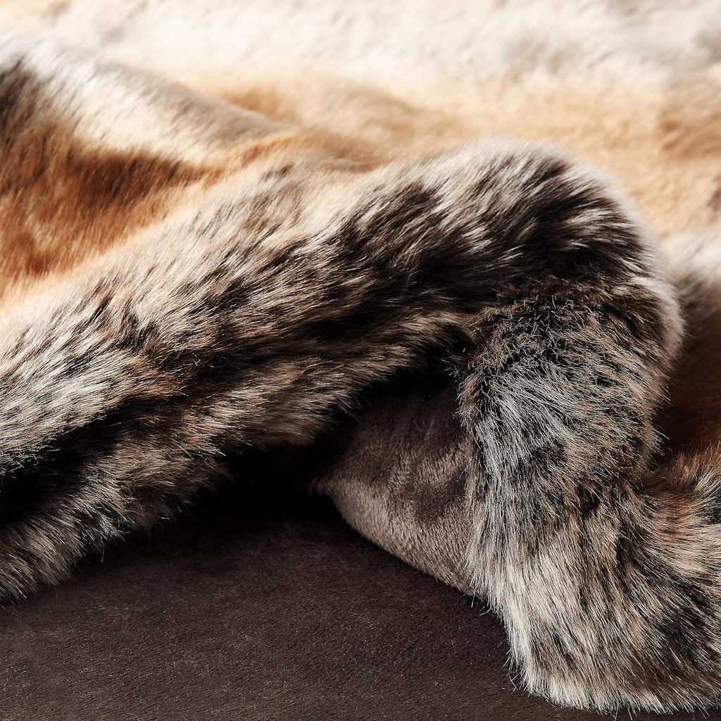 Faux Fur Throw - Luxurious, Hypoallergenic Premium Zobel Faux Marten Sable Fur Blanket with Plush Mink Back and Gift