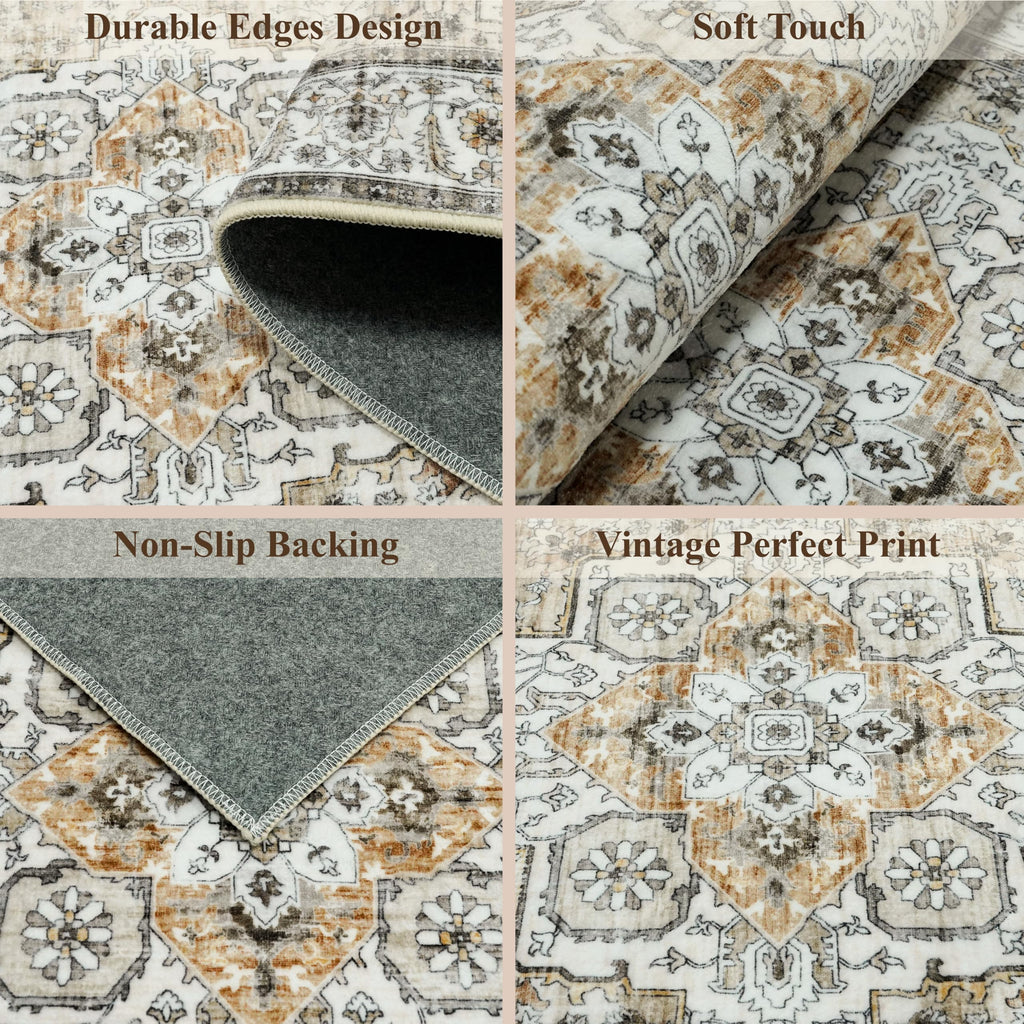 Washable Kitchen Rugs Sets of 3: Non-Slip Boho Kitchen Mats for Floor - Soft Low Pile Carpet Runner for