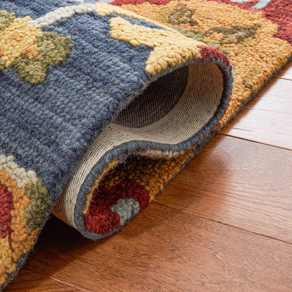Blossom Area Rug - 9' x 12', Navy & Multi, Handmade Wool