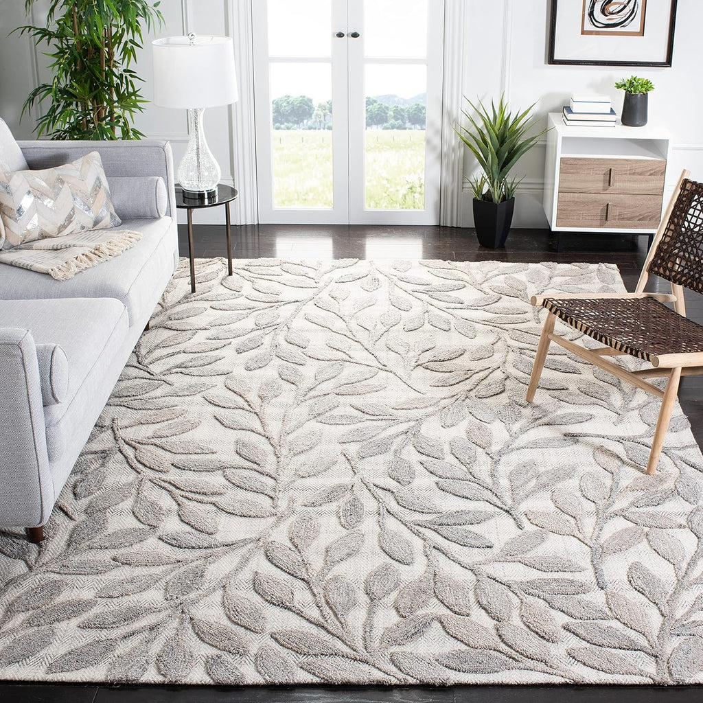 South Hampton 8' x 10' Beige Handmade Botanical Wool Area Rug