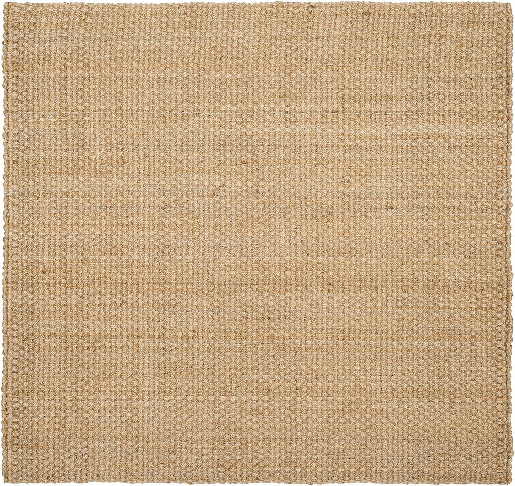Area Rug 6' Square - Natural Fiber Collection - Natural Brown, Handmade Jute, Basketweave Design (NF401A)