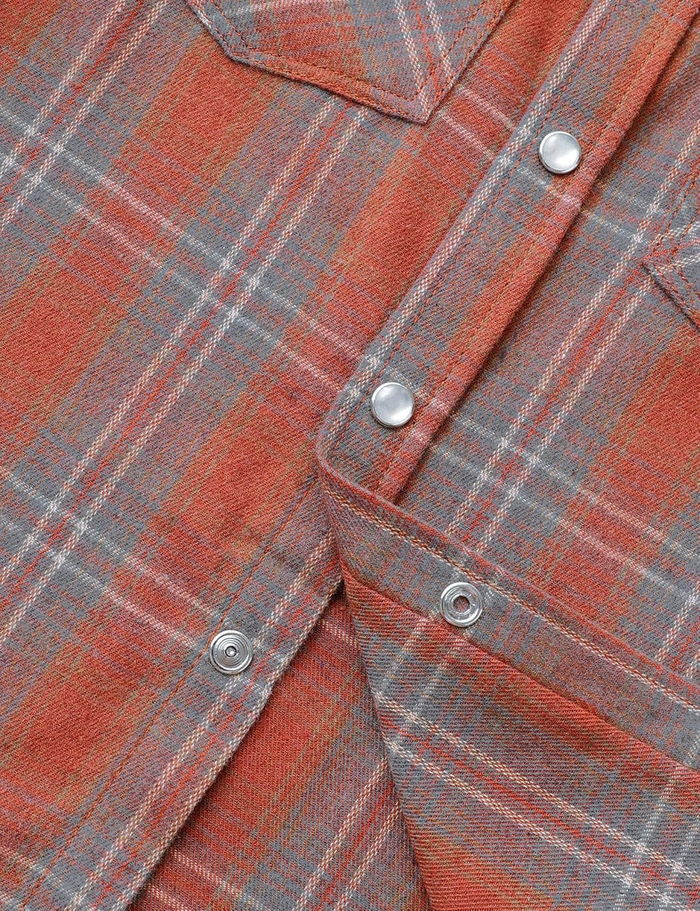 Boys Flannel Shirts Pearl Snap Western Long Sleeve Plaid Shirts
