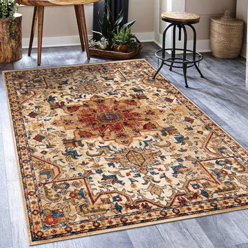Geometric Southwestern Area Rug, Ivory 8x10