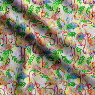 Multicolor Cotton Jersey Fabric Flamingo Bird Print Fabric by Yard 58 Inch Wide