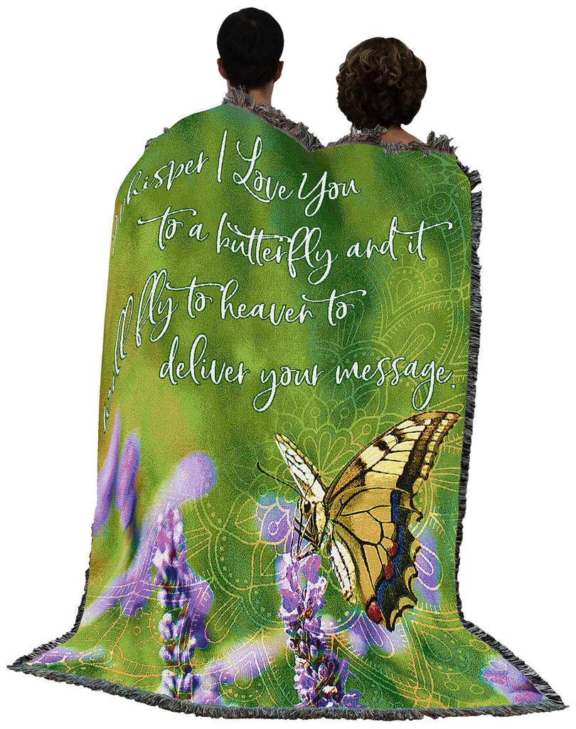 Whisper I Love You to A Butterfly Blanket - Sympathy Bereavement Gift Tapestry Throw Woven from Cotton - Made in the