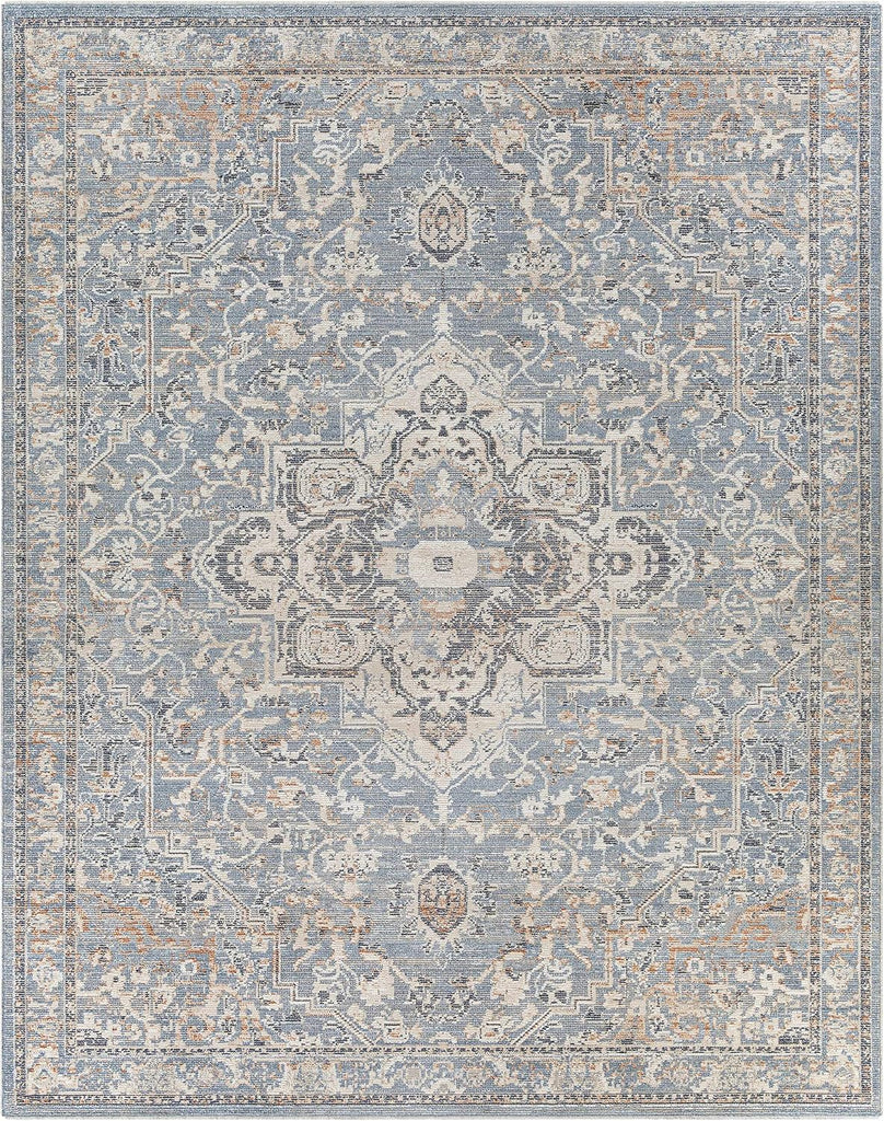 Warminister Hallway, Kitchen Runner Rug - Medallion Floral Border Distressed Faded - Traditional Oriental