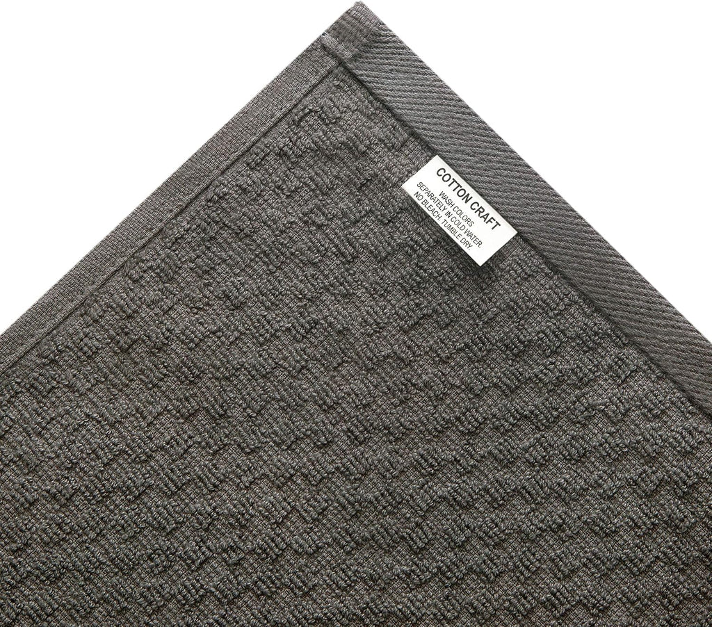 Amazing Kitchen Towel - 12 Pack 100% Cotton Waffle Terry Towel | Charcoal - 16x28 Euro Café Waffle Weave Dish Towels