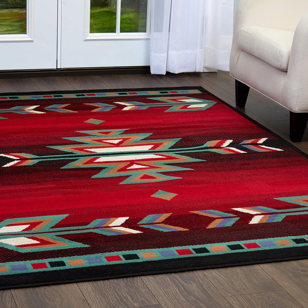 Dynamix Premium Sagrada Southwestern Geometric Area Rug, Black/Red