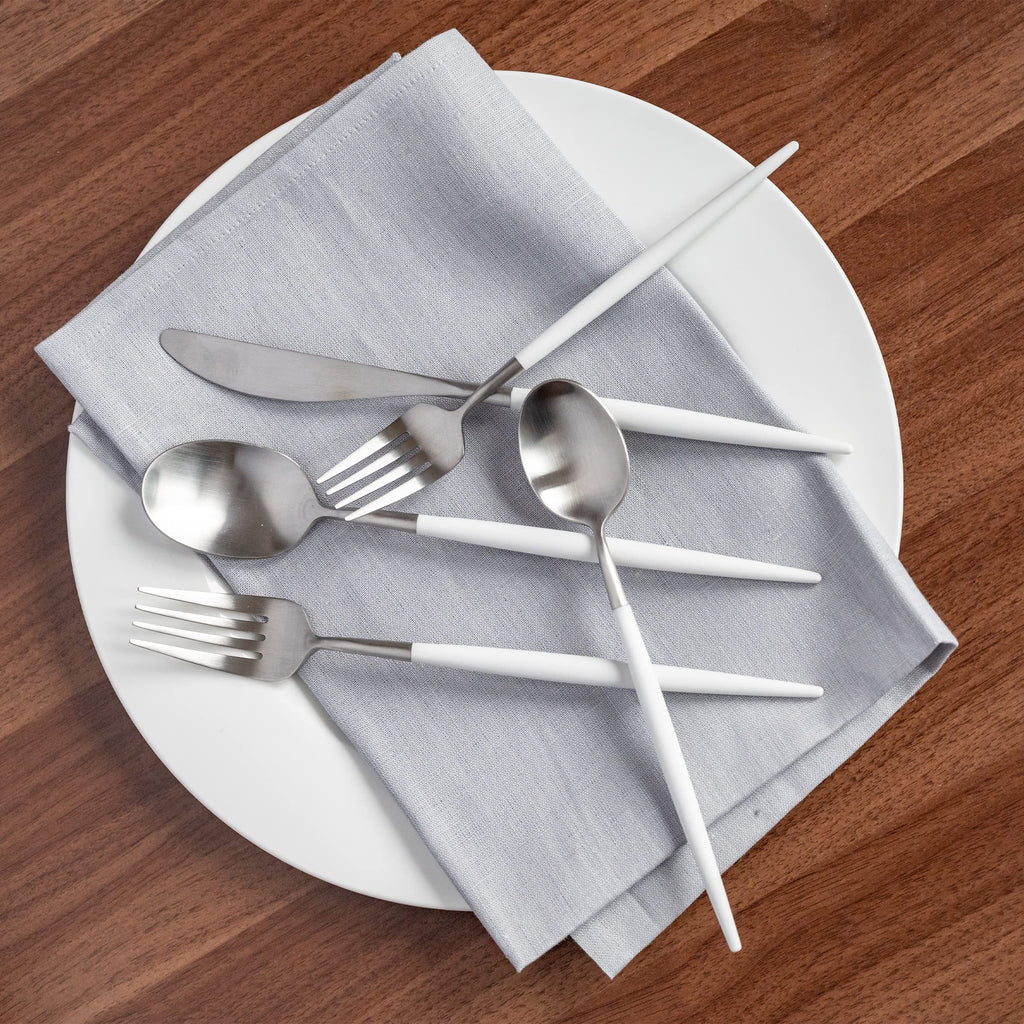 306420Ckp12Ds Mazzy White-Handle 20-Piece Flatware Set
