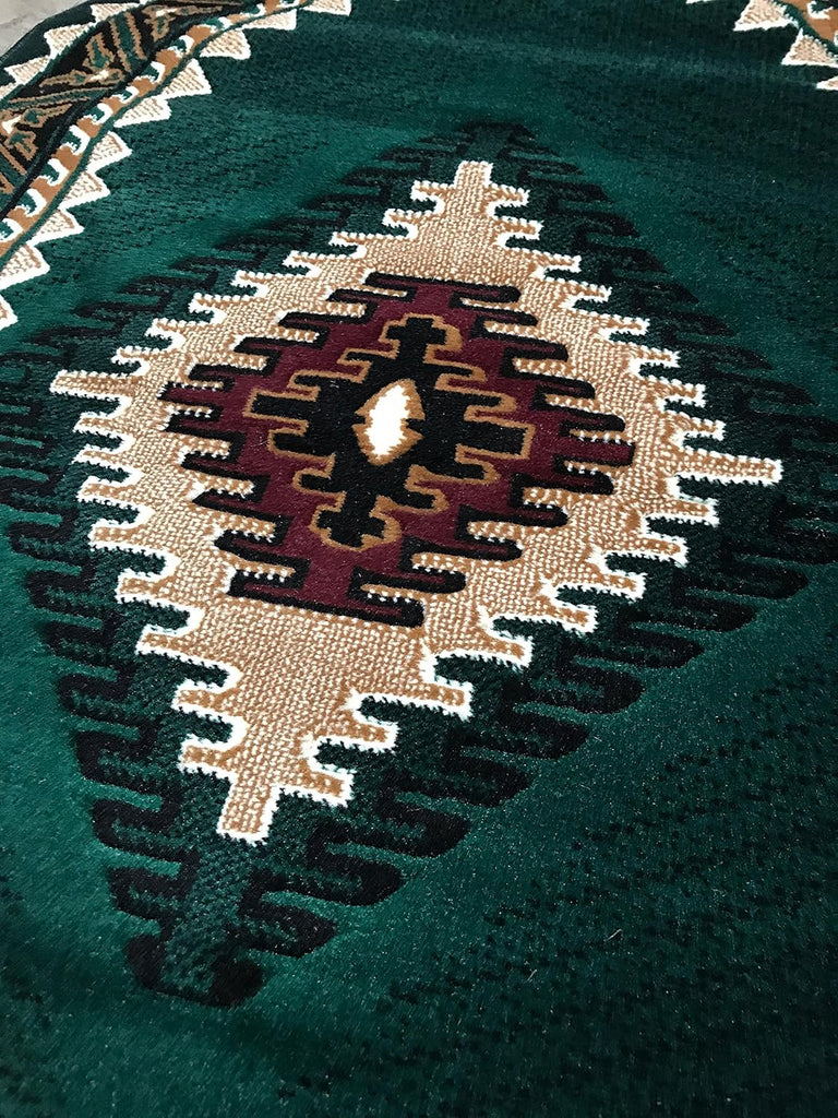 Southwest Native American Oval Area Rug Hunter Dark Green Design D143 (3 Feet X 4 Feet 7 Inch)