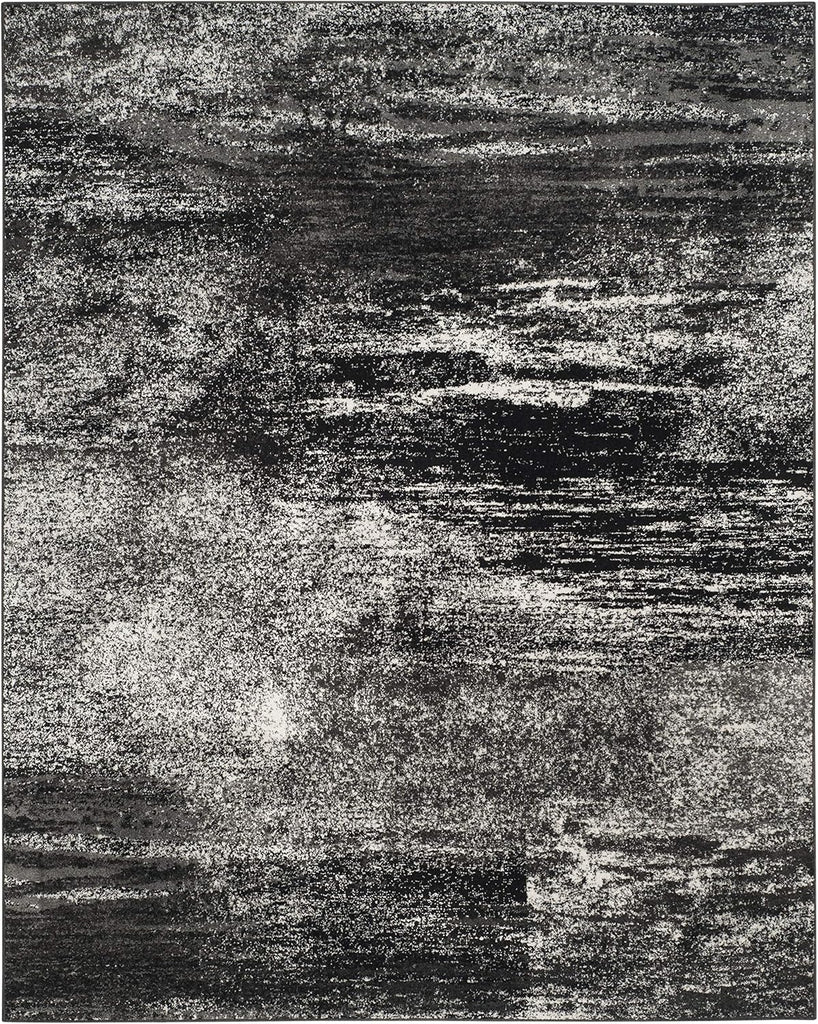 9x12 Adirondack Collection Area Rug - 9' x 12', Silver & Black, Modern Abstract Design, Non-Shedding & Easy Care, Ideal