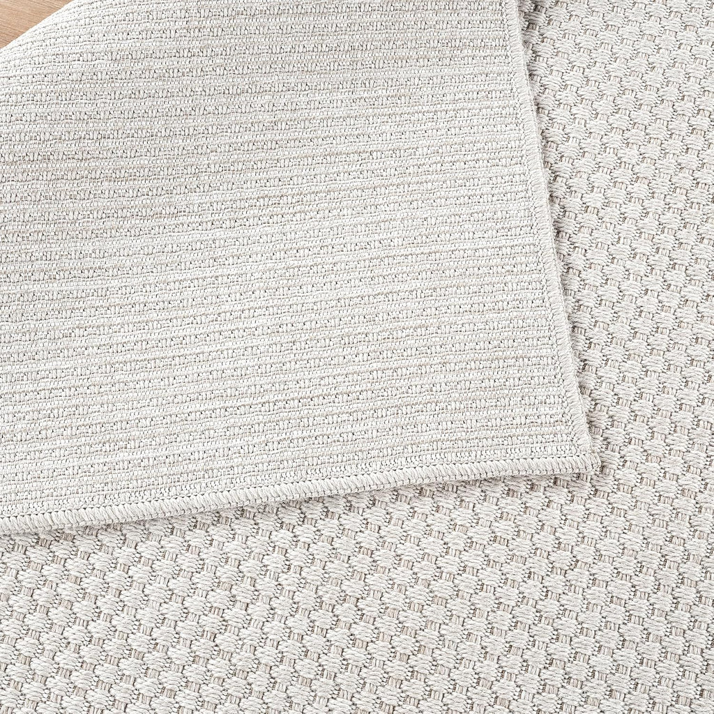 Easy Jute Rug 8x10, Indoor Outdoor Off-White Farmhouse Area Rugs Patio and Kitchen Rug, Solid Woven Design