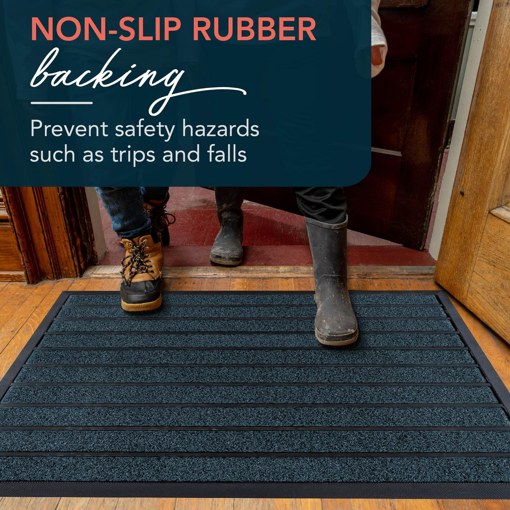 Extra Durable Door Mat Outside Entrance (36" x 24", Bright Blue)