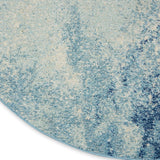 Home Passion Navy/Light Blue 8' x Round Area-Rug, Modern, Abstract, Easy-Cleaning, Non Shedding, Bed